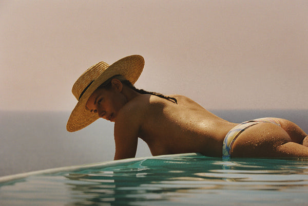 Spencer Boater Wide Straw Hat with black ribbon