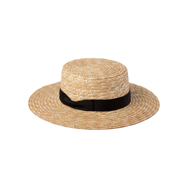 Spencer Boater Straw Hat with black ribbon