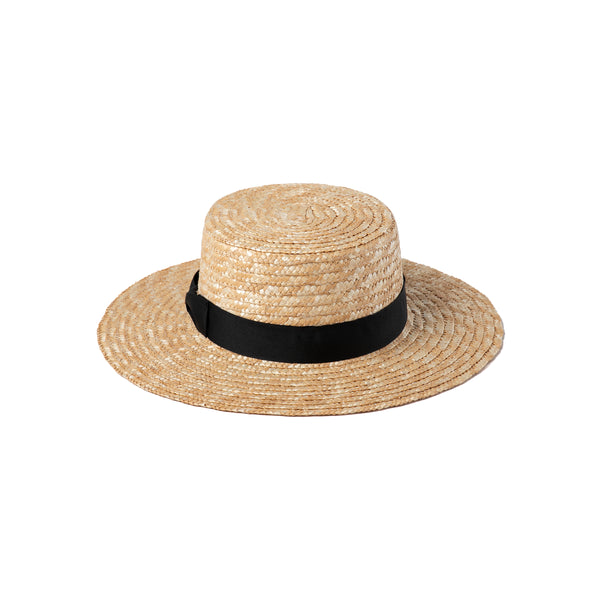 Spencer Boater Straw Hat with black ribbon