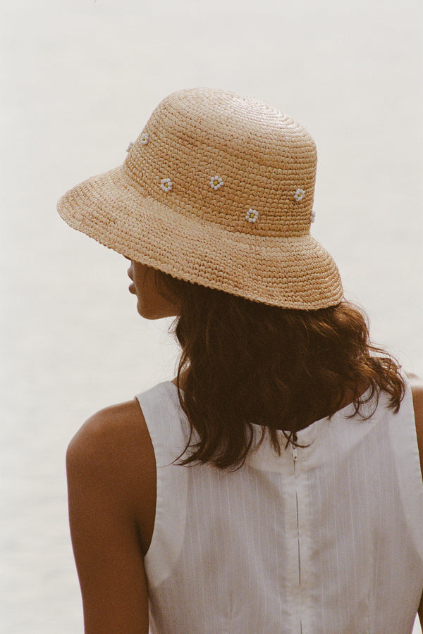 Womens Daisy Cruiser - Straw Boater Hat in Natural