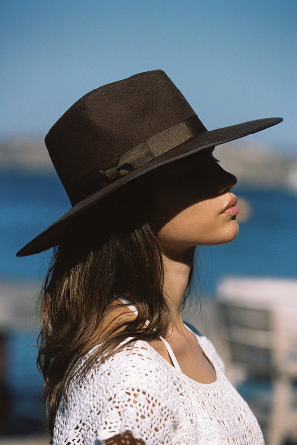 Espresso Rancher - Wool Felt Fedora Hat in Brown