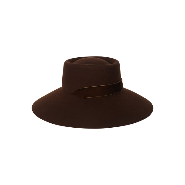 Paloma Midi - Wool Felt Boater Hat in Brown