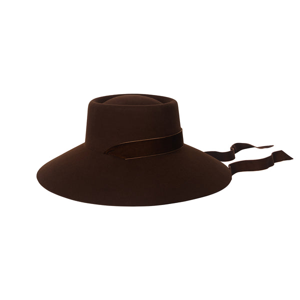 Paloma Midi - Wool Felt Boater Hat in Brown