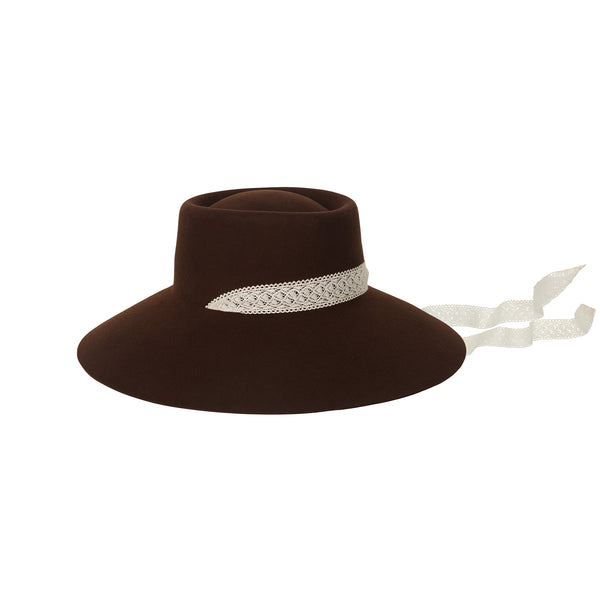 Paloma Midi - Wool Felt Boater Hat in Brown