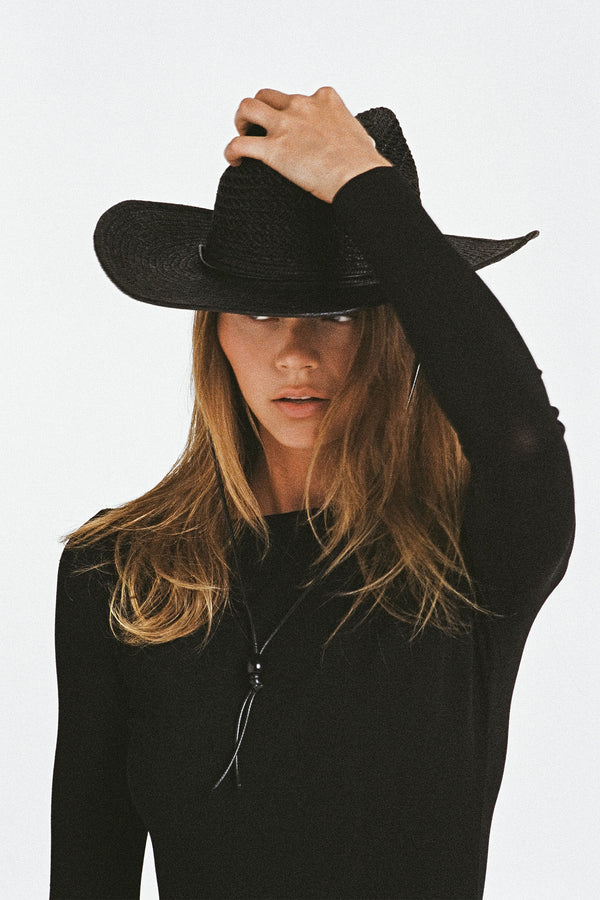 Womens The Outlaw II - Straw Cowboy Hat in Black
