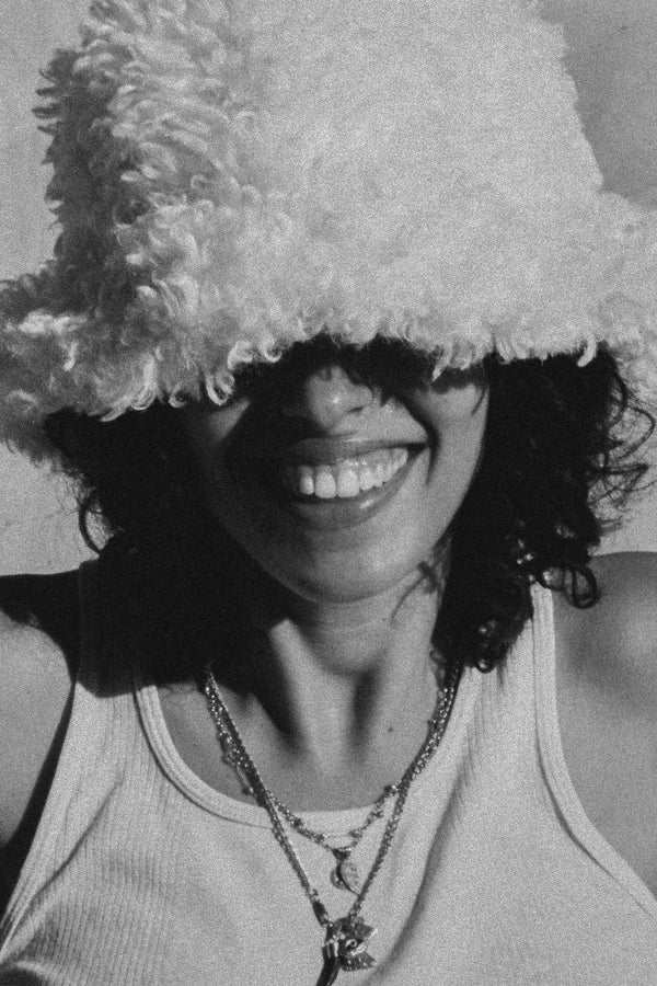 Fluffy Bucket - Polyester Bucket Hat in White