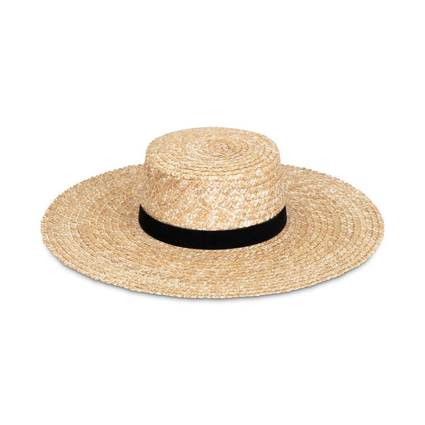 Mira Wide Boater - Straw Boater Hat in Natural