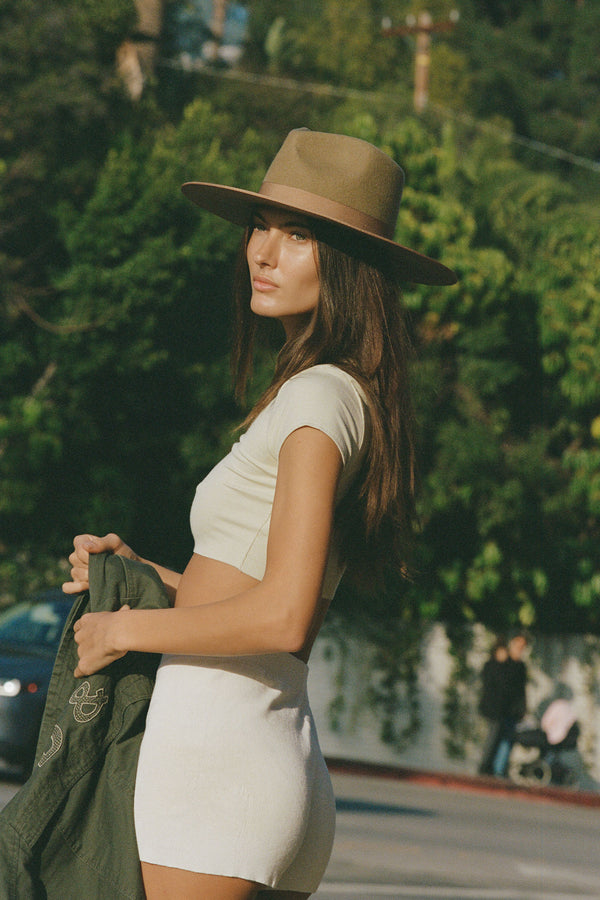 Teak Rancher - Wool Felt Fedora Hat in Brown