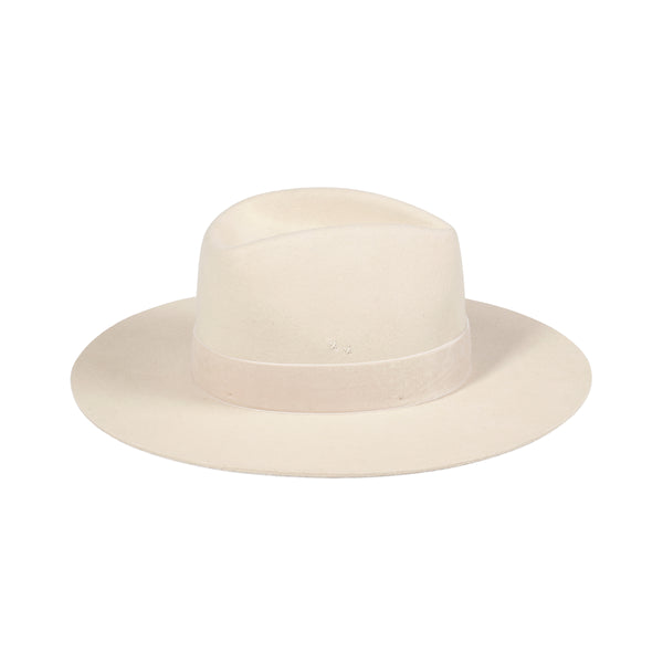 Womens Benson Tri - Wool Felt Fedora Hat in Beige