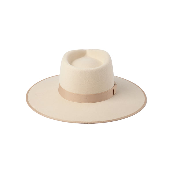 Mens Ivory Rancher - Wool Felt Fedora Hat in Beige