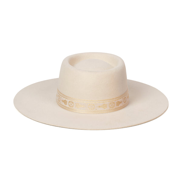 Juno Boater - Wool Felt Boater Hat in White