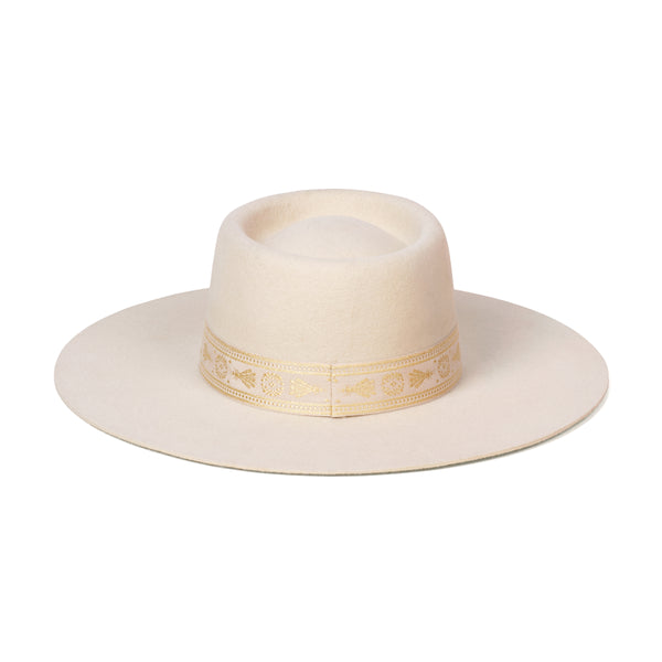 Juno Boater - Wool Felt Boater Hat in White