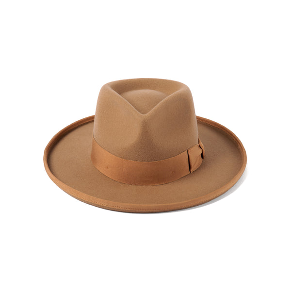 Mens Pierre - Wool Felt Fedora Hat in Brown