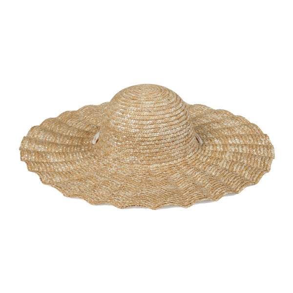 Womens Scalloped Dolce Hat - Straw Boater in Natural