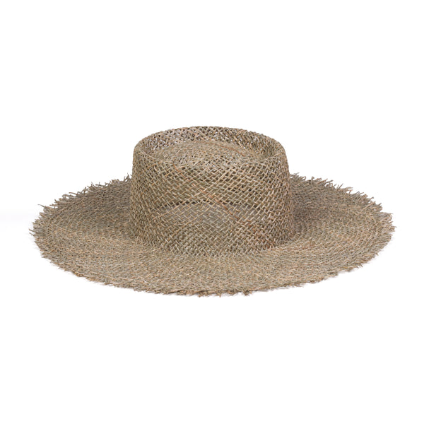 Womens Sunnydip Fray Boater - Straw Boater Hat in Natural