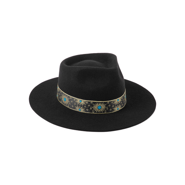Mens The Phoenix - Wool Felt Fedora Hat in Black