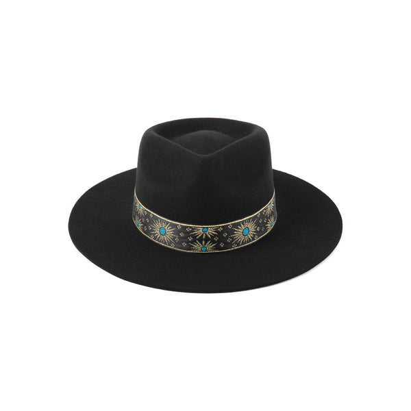 Mens The Phoenix - Wool Felt Fedora Hat in Black