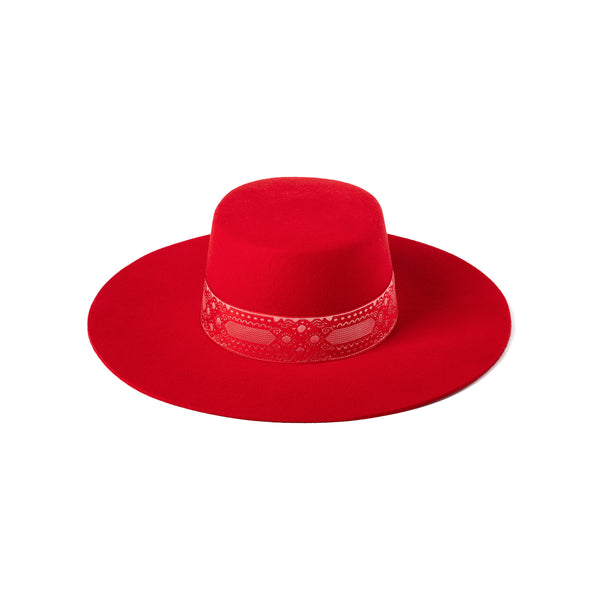 The Sierra - Wool Felt Boater Hat in Red