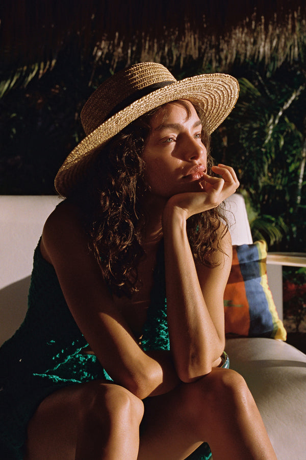 Lack of Color | The Spencer Boater | Straw/Black Women's Straw Sun Hat | 57cm (M)