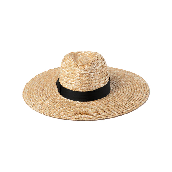 Womens The Spencer Wide Brimmed Fedora - Straw Fedora Hat in Black