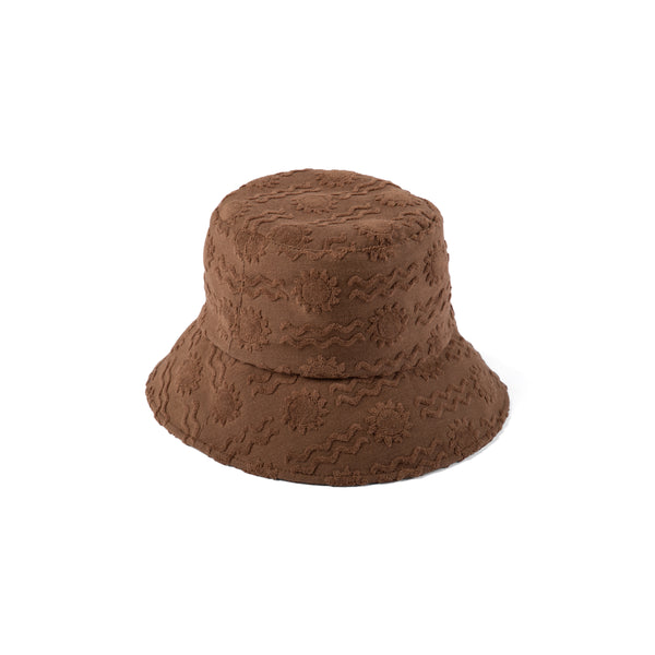 Womens Wave Bucket - Cotton Bucket Hat in Brown