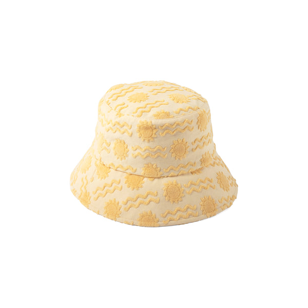 Womens Wave Bucket - Cotton Bucket Hat in Yellow