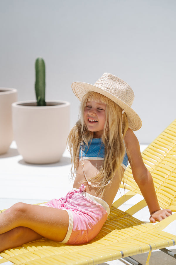 Kids Seashells Fedora - Straw Fedora Hat in Natural